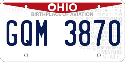 OH license plate GQM3870