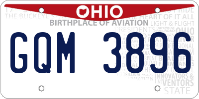 OH license plate GQM3896