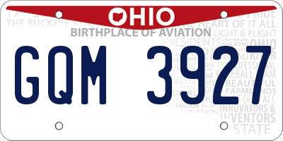 OH license plate GQM3927