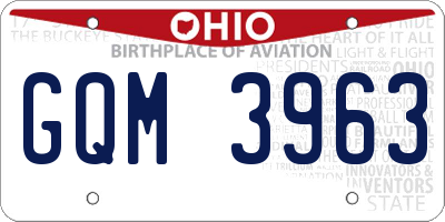 OH license plate GQM3963