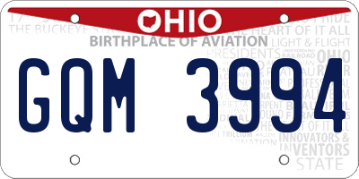 OH license plate GQM3994