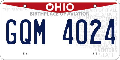 OH license plate GQM4024
