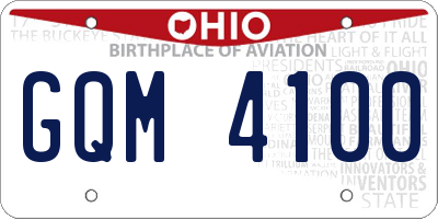 OH license plate GQM4100