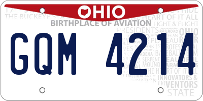 OH license plate GQM4214