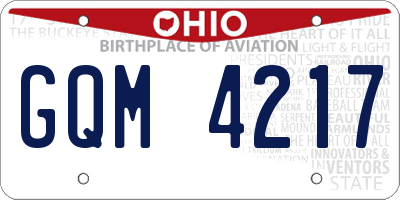 OH license plate GQM4217