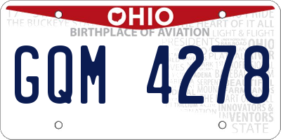 OH license plate GQM4278