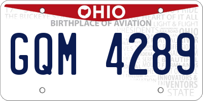 OH license plate GQM4289