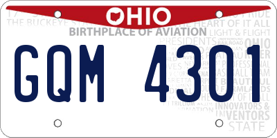 OH license plate GQM4301
