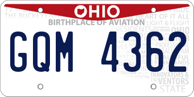 OH license plate GQM4362