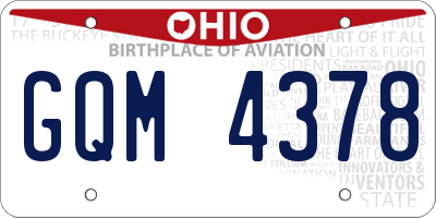 OH license plate GQM4378