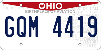 OH license plate GQM4419