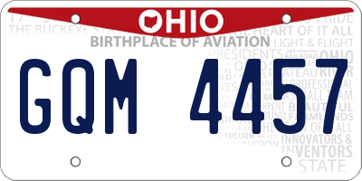 OH license plate GQM4457