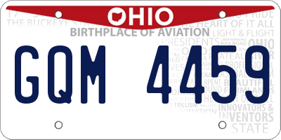 OH license plate GQM4459