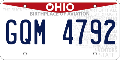 OH license plate GQM4792
