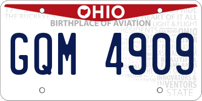 OH license plate GQM4909