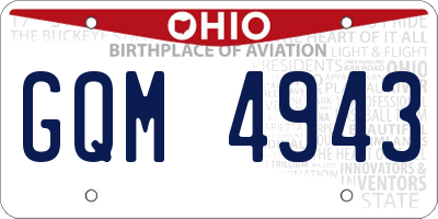 OH license plate GQM4943