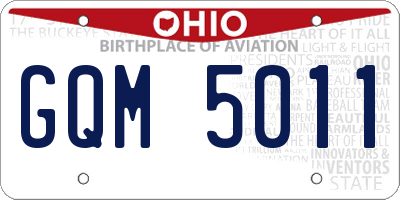 OH license plate GQM5011
