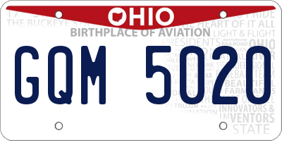 OH license plate GQM5020