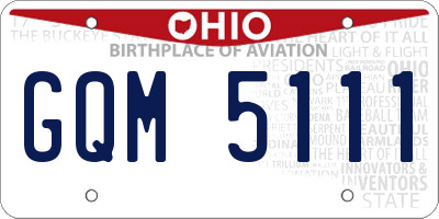 OH license plate GQM5111
