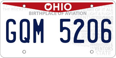 OH license plate GQM5206