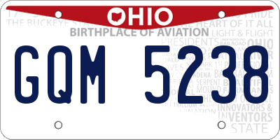 OH license plate GQM5238
