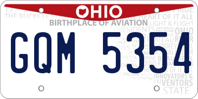 OH license plate GQM5354