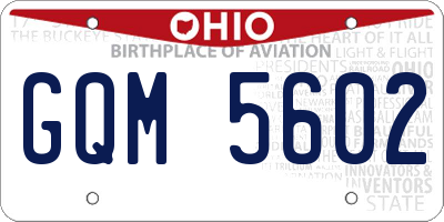 OH license plate GQM5602
