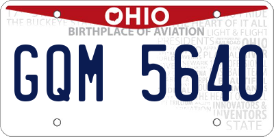 OH license plate GQM5640