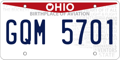 OH license plate GQM5701