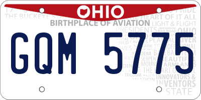 OH license plate GQM5775