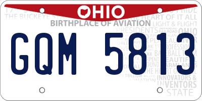 OH license plate GQM5813