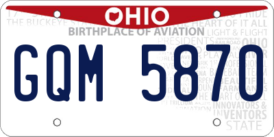 OH license plate GQM5870