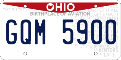 OH license plate GQM5900