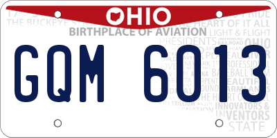 OH license plate GQM6013