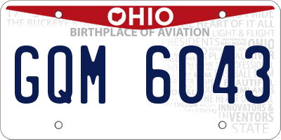 OH license plate GQM6043