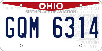 OH license plate GQM6314