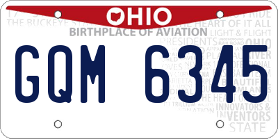 OH license plate GQM6345