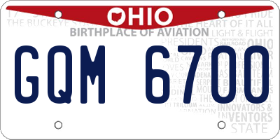 OH license plate GQM6700