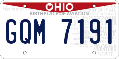 OH license plate GQM7191