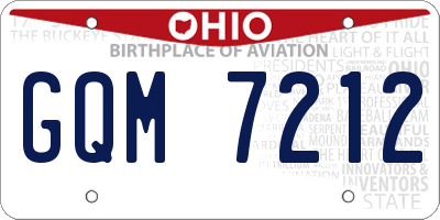 OH license plate GQM7212