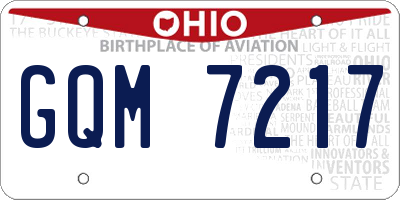 OH license plate GQM7217