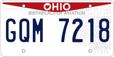 OH license plate GQM7218