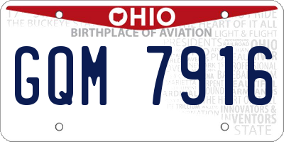 OH license plate GQM7916