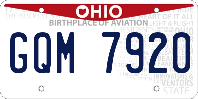 OH license plate GQM7920