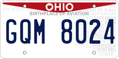 OH license plate GQM8024