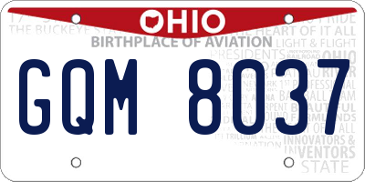 OH license plate GQM8037