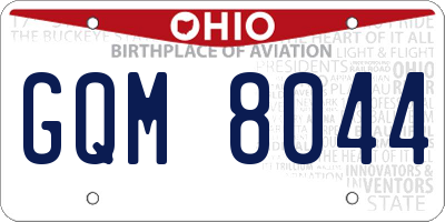 OH license plate GQM8044