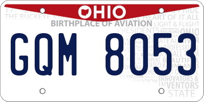 OH license plate GQM8053