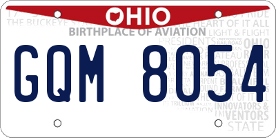 OH license plate GQM8054