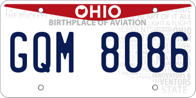 OH license plate GQM8086